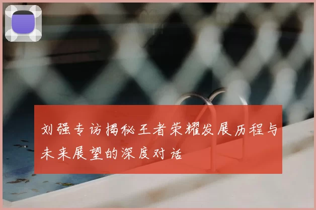 刘强专访揭秘王者荣耀发展历程与未来展望的深度对话